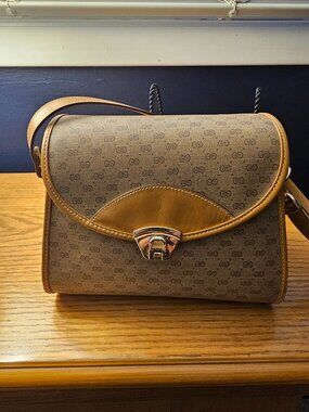 Vintage Gucci Micro GG Monogram Leather-trim Shoulder Bag